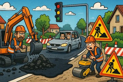 Grafik: Baustellen-Ballett im Hövenerort – Wenn der Asphalt Tango tanzt