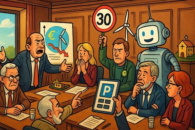 Grafik: Der Rat tagt – Ahlen digitalisiert sich, beruhigt den Verkehr und rettet den Friedhof