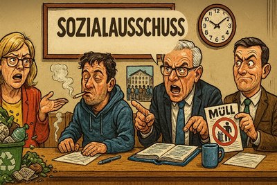 Grafik: Ahlens Ausschuss für Soziales – Wenn Ordnung, Müll und Moral aufeinanderprallen