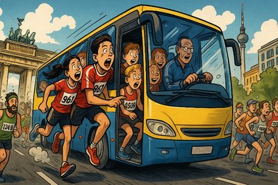 Grafik: Ahlen rennt los – auf der Flucht vor der Langeweile