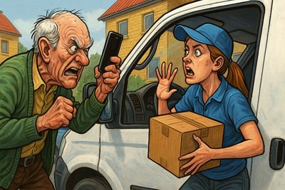 Grafik: Retouren-Rambo aus der Oberpfalz – Wenn 80 Jahre Lebenserfahrung gegen DHL verlieren