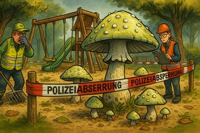 Grafik: Pilz-Alarm im Sandkasten – Münster macht dicht!