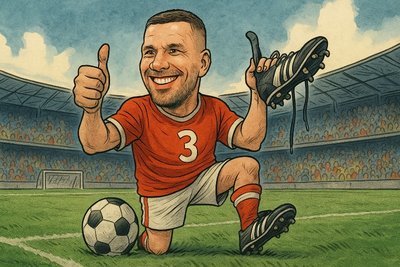 Grafik: Wenn Prinz Poldi abtritt – mit offenen Toren und geschlossenen Schuhbändern!