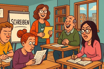 Grafik: Schreib dich frei – Die VHS ruft zum Wörter-Yoga für die Seele!