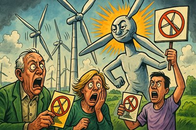 Grafik: Nottuln im Windrausch – Flugblätter, Vorbescheide und der Tanz der Rotoren