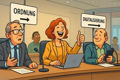 Grafik: Ahlen parkt, plakatiert und pflastert den Fortschritt – die Gebührenrunde tanzt Walzer