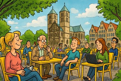 Grafik: Münster macht’s bequem – Die gelbe Revolution auf dem Domplatz!