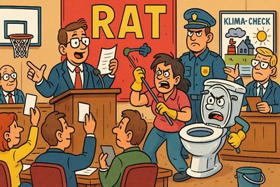 Grafik: Große Ratssitzung in Ahlen – zwischen Freiwurf, Frischluft und feierlichem Fäkalienfokus