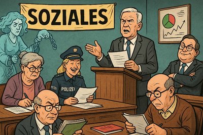 Grafik: Ahlen bereitet sich auf den Sozial-Gipfel vor – Von Schriftführung, Altersglück und Asylklarheit: Der große soziale Rundumschlag