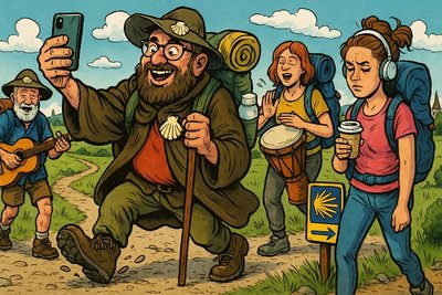 Grafik: Pilgern 2.0 – Wandern, snacken, posten