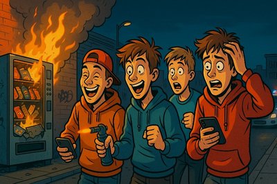 Grafik: Snackautomat gesprengt