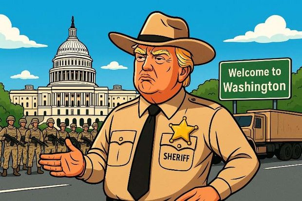 Grafik: Wenn Trump die Nationalgarde schickt – Ordnung, Wahrheit und alternative Fakten im Straßenkampf