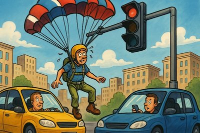 Grafik: Rot aus der Luft: Wenn Fallschirmspringer an der Ampel landen